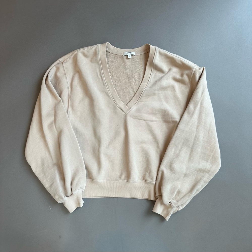 Agolde- V-Neck Cream Sweater